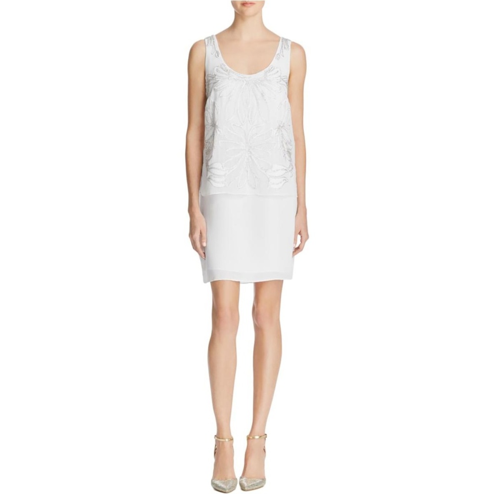 NWT Laundry White Beaded Embroidery Dress